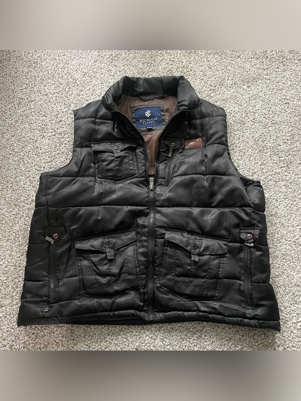 Rocawear Men's Black Quilted Utility Vest